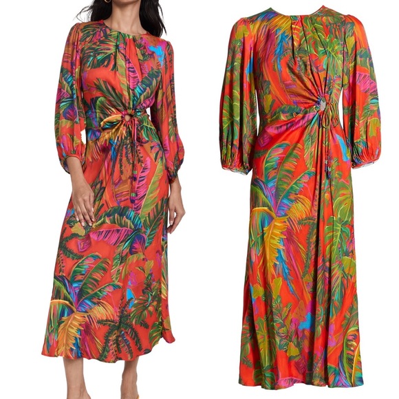 FARM Rio Dresses & Skirts - NWT Farm Rio Urban Jungle Cut-Out Midi-Dress size small